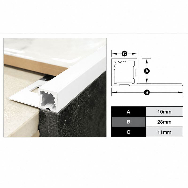 Square Edge Trim - White 10mm x 3m