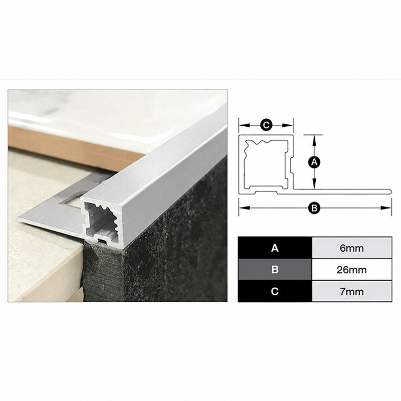 Square Edge Trim - Matte Silver 6mm x 3m