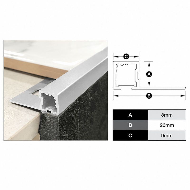 Square Edge Trim - Matte Silver 8mm x 3m