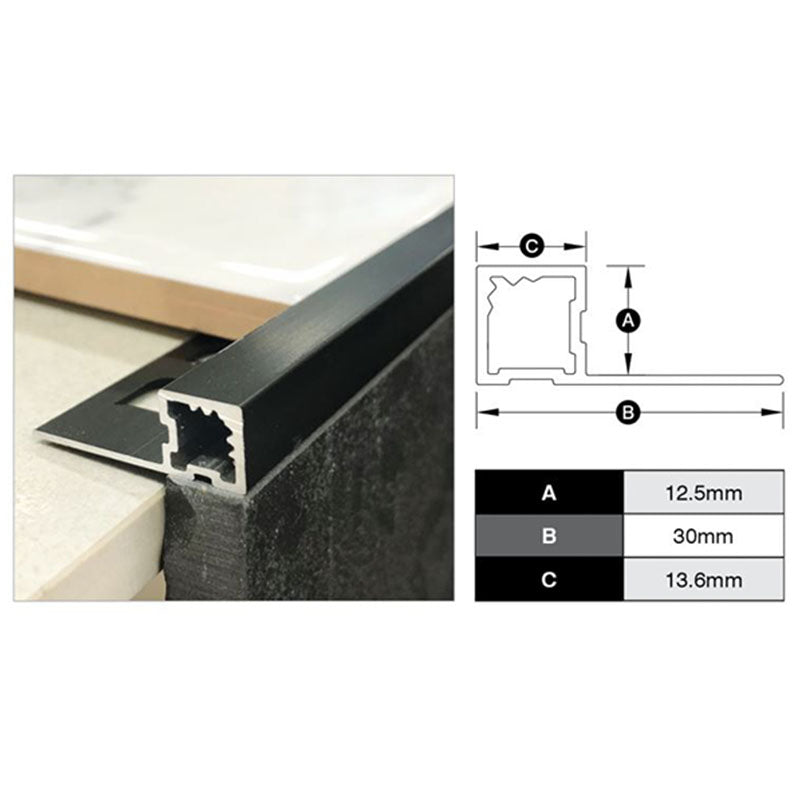 Square Edge Trim - Black 12mm x 3m