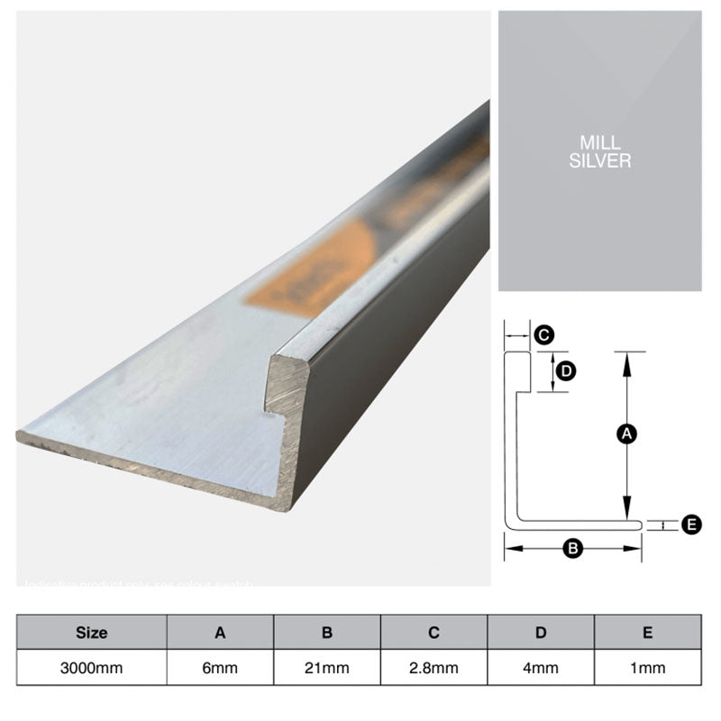 Aluminium Angle - Mill Finish 6mm x 3m
