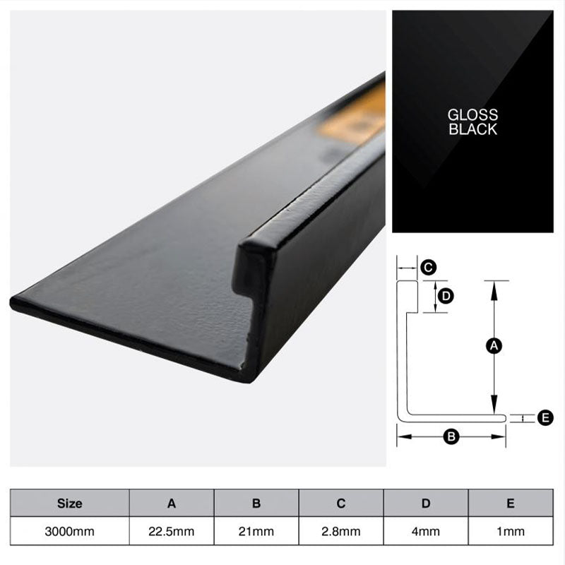 Aluminium Angle - Black 22.5mm x 3m