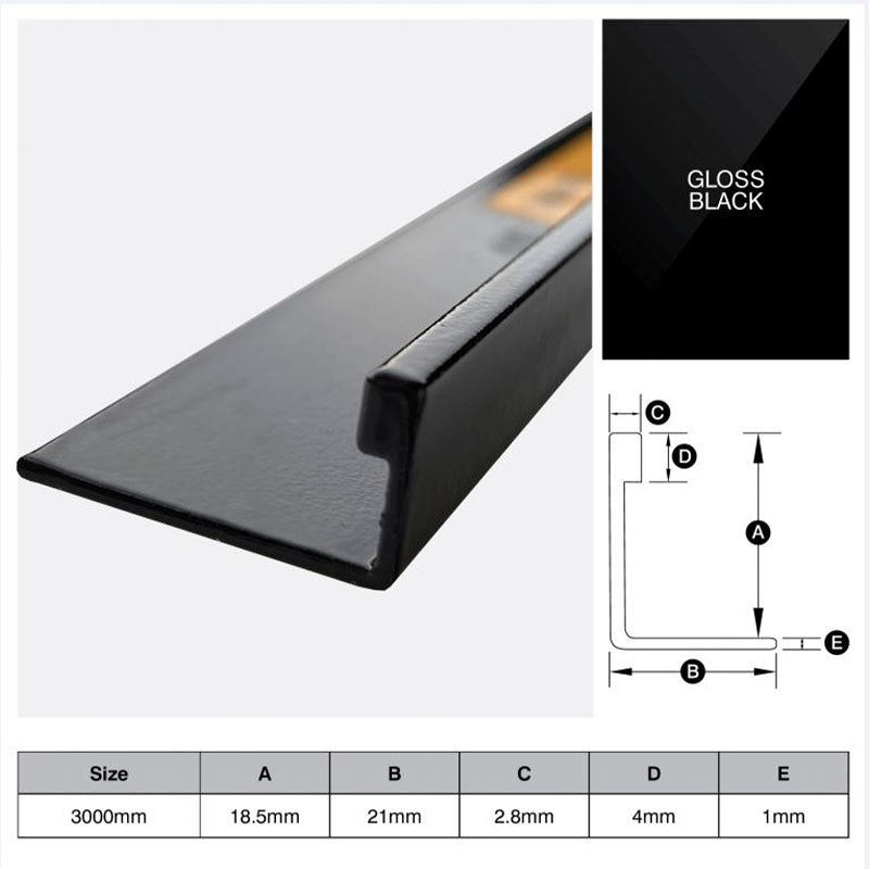 Aluminium Angle - Black 18.5mm x 3m