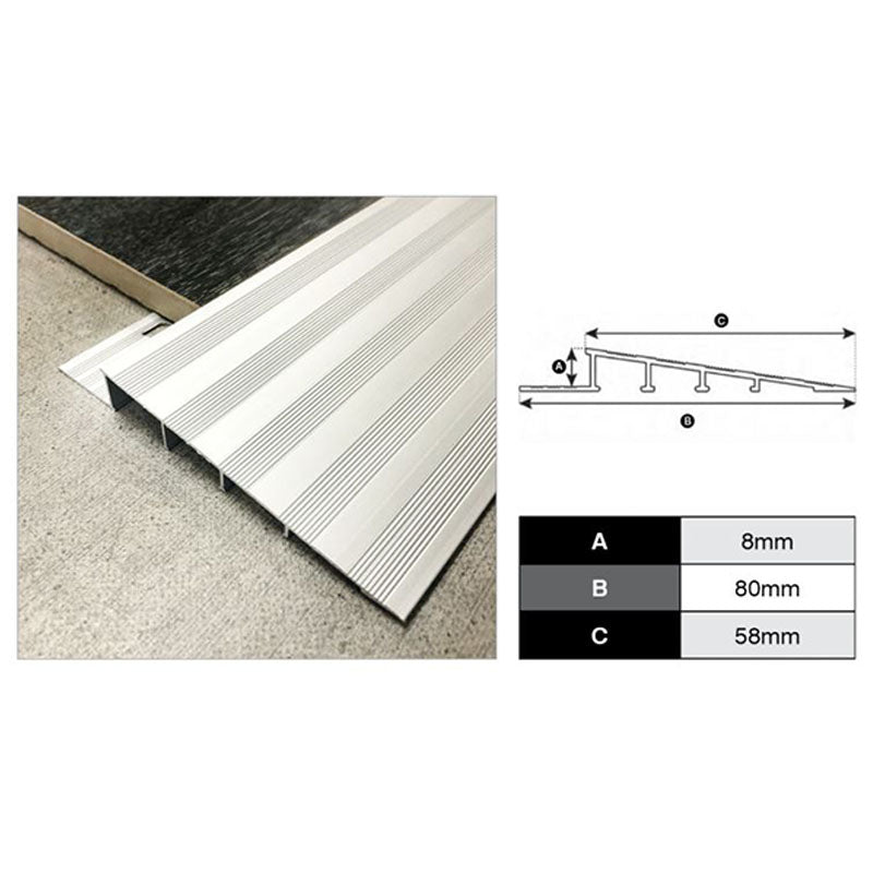 Ramp Trim - Matte Silver Finish 8mm x 58mm x 3m