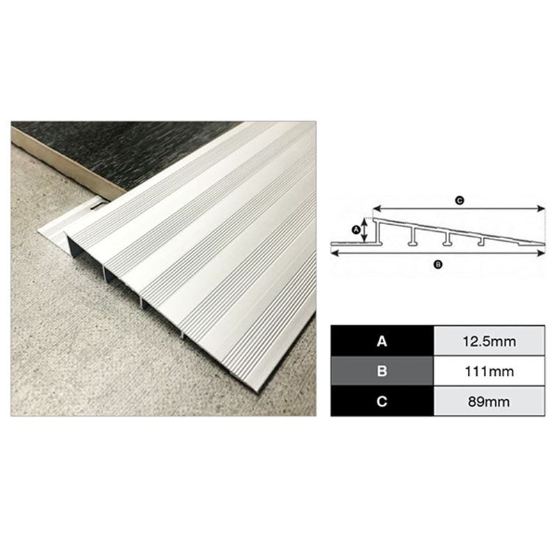 Ramp Trim - Matte Silver Finish 12mm x 89mm x 3m