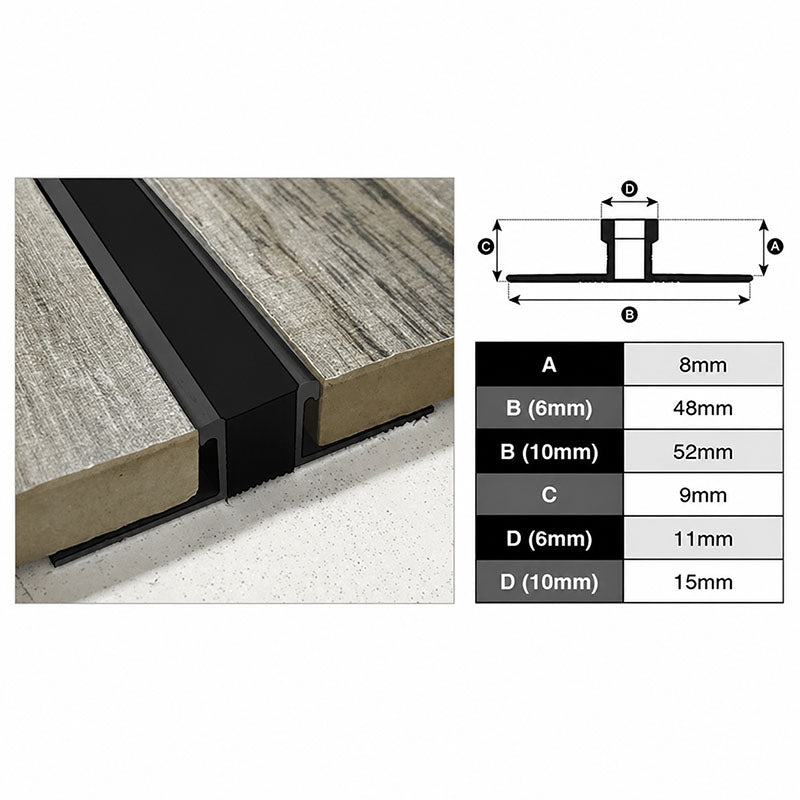 Expansion Trim Black 8mm x 6mm Wide x 3m
