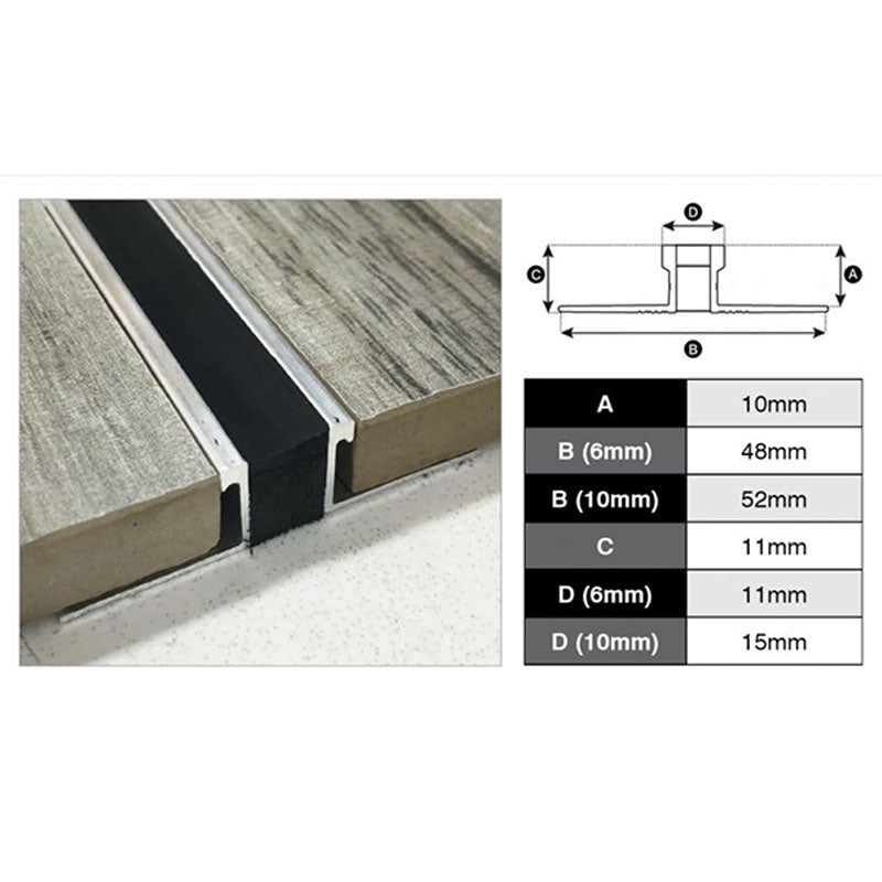 Expansion Trim Grey 10mm x 6mm Wide x 3m