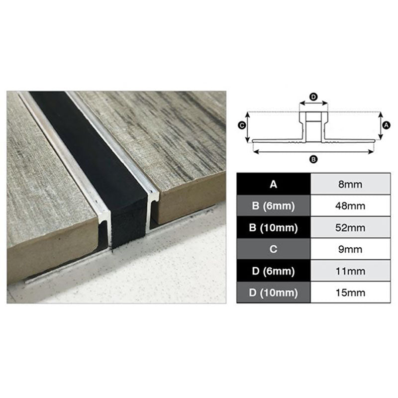 Expansion Trim Grey 8mm x 10mm Wide x 3m