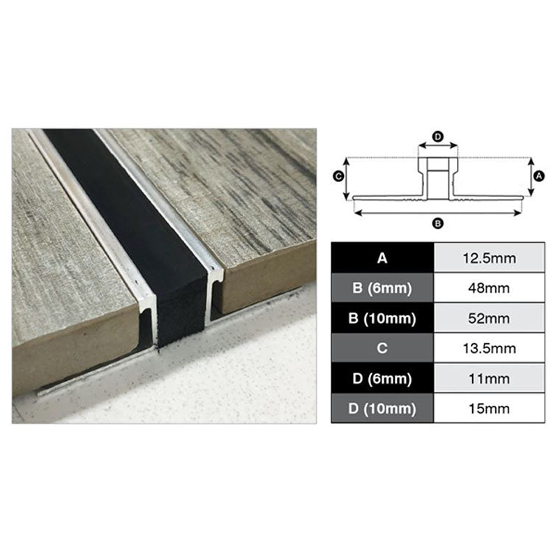 Expansion Trim Grey 12mm x 10mm Wide x 3m