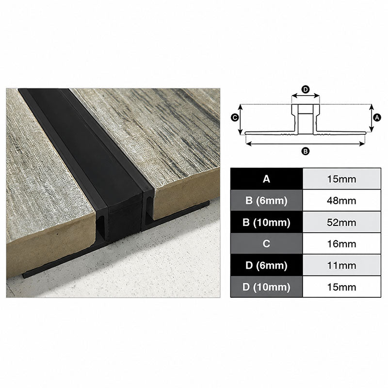 Expansion Trim Black 15mm x 10mm Wide x 3m