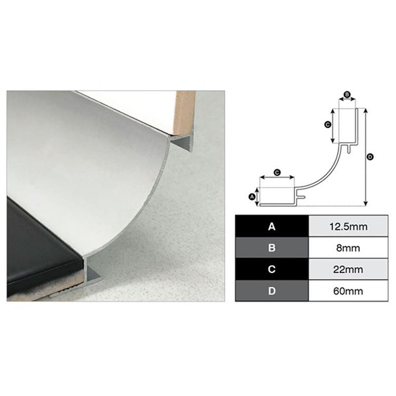 Cove Trim Matte Silver 12.5mm x 8mm x 3m