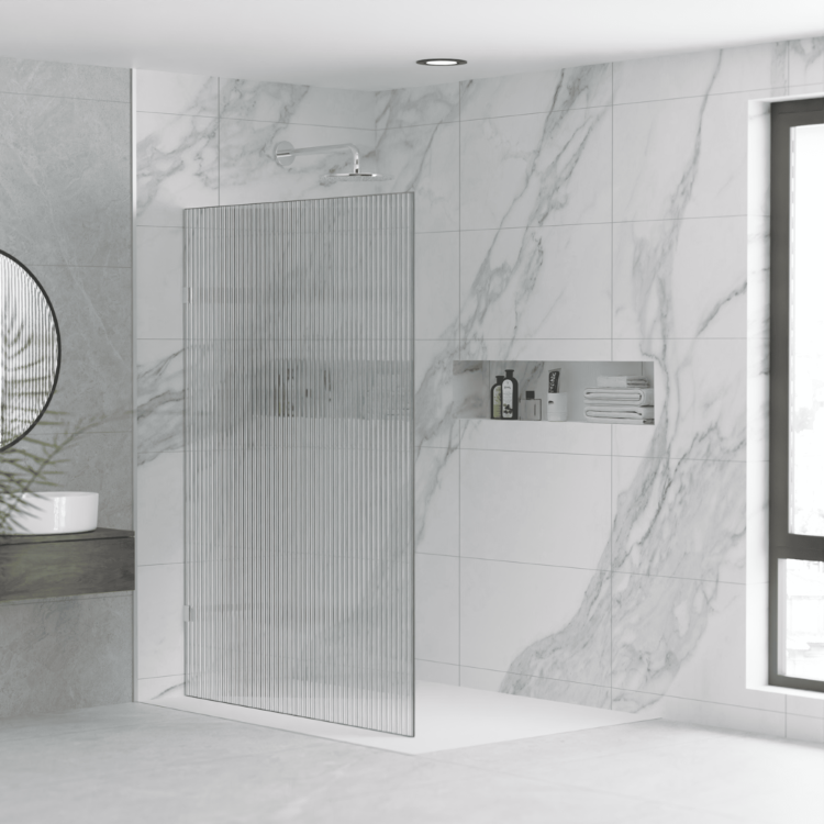 Fluted/Reeded Frameless Shower Panel 1197mm