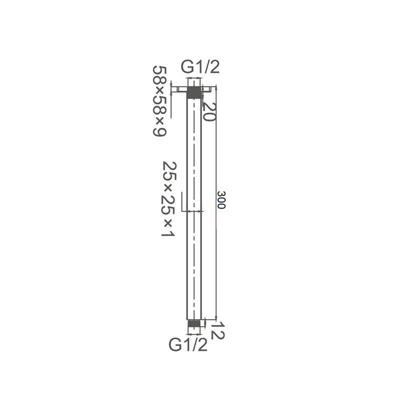 DOCCIA Round Ceiling Dropper in Chrome 300mm