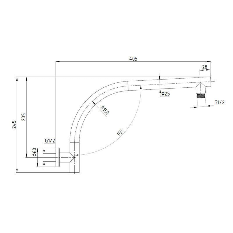 DOCCIA Round Rise Up Shower Arm in Gun Metal