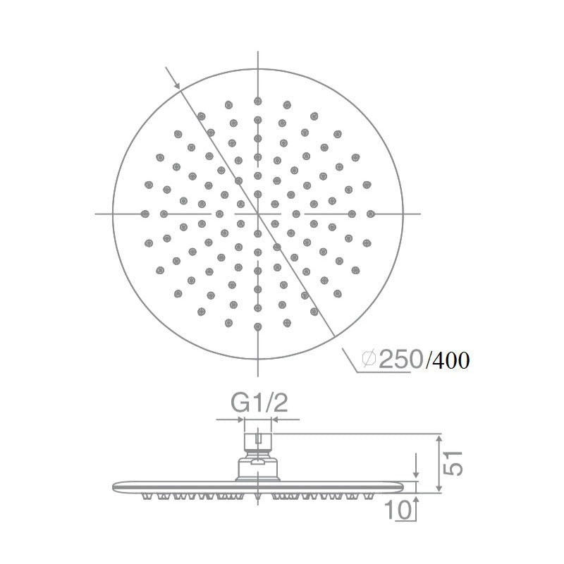 Round Shower Head in Gun Metal 200mm
