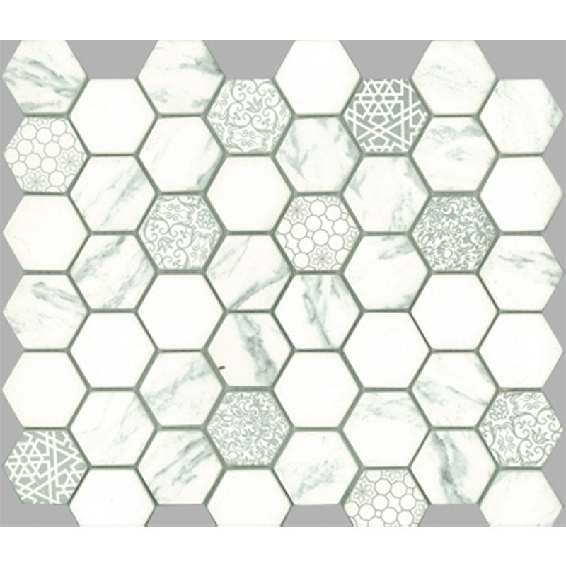 SIGNATURE HEXAGON WHITE SATIN 45X52