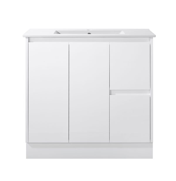 Sierra Series Matt White Overall 880X355X855mm VANITY SET With Ceramic Slimline Top (UV32)