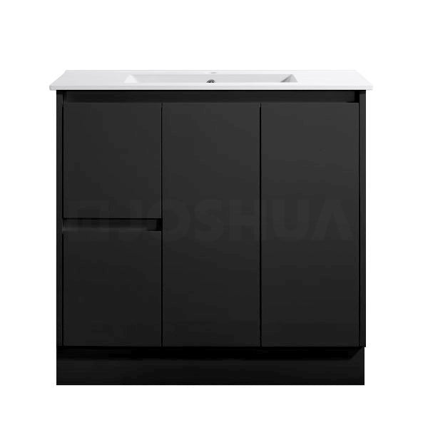 Sierra Series Gloss Black Overall 880X355X855mm VANITY SET With Ceramic Slimline Top (UV32)