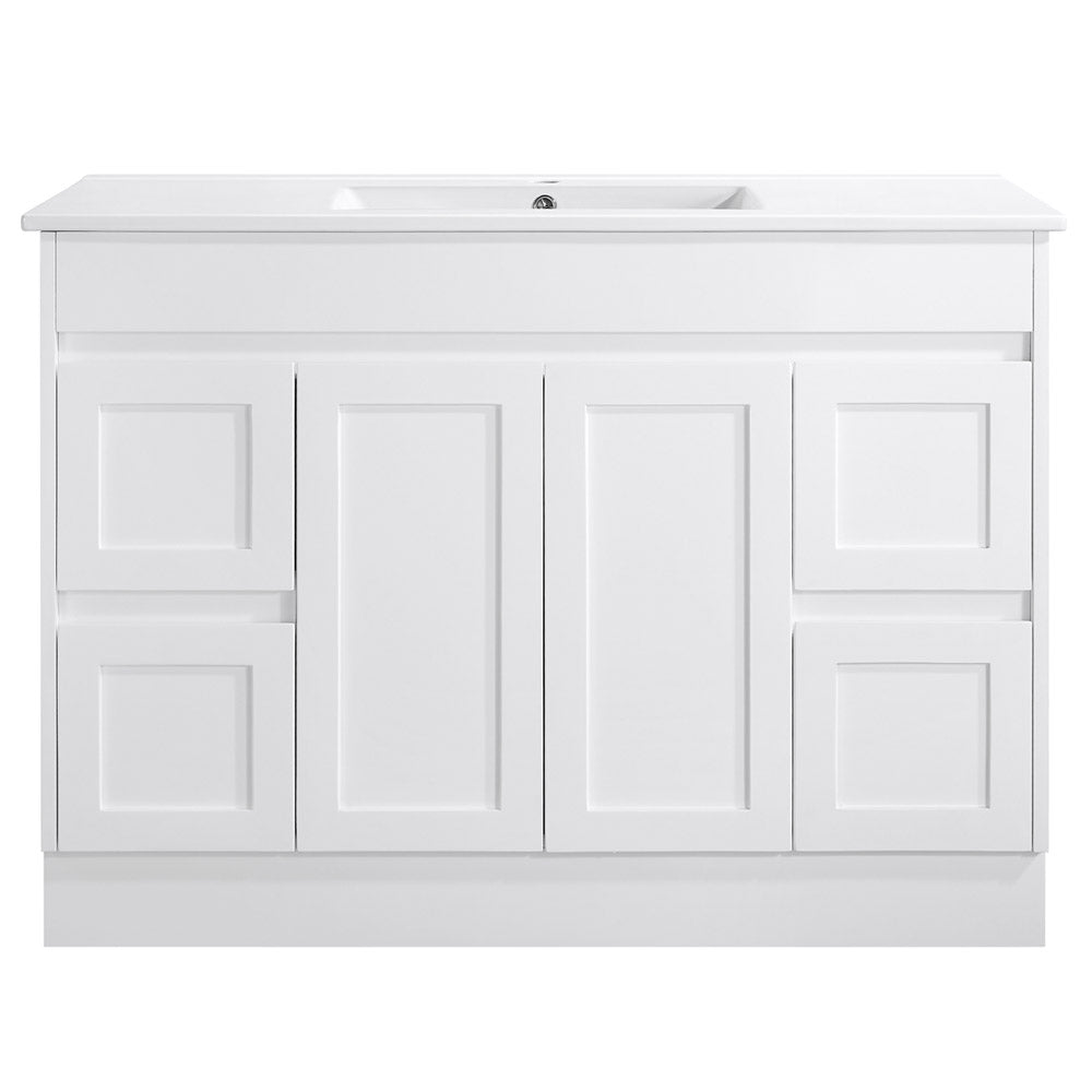 Vintage Series Matt White Overall 1180x455x855mm Vanity with Flat Stone Bench Top Only