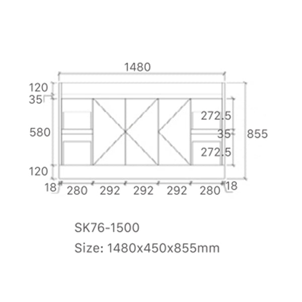 Vintage Series Matt White Overall 1480x455x855mm CABINET ONLY