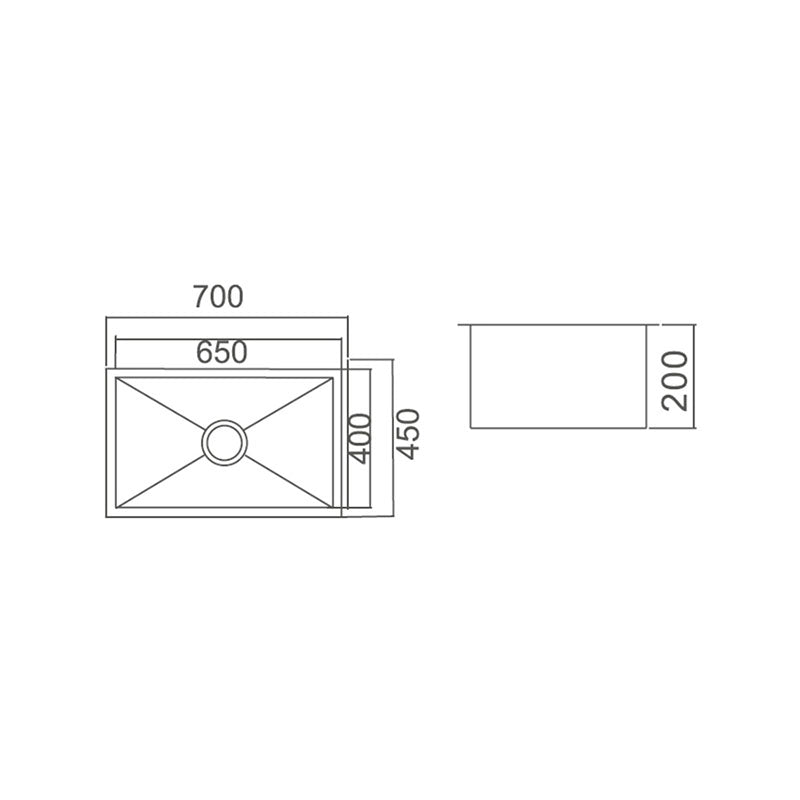 IMPACT 56L Under Counter Sink with Waste 700x450x200mm
