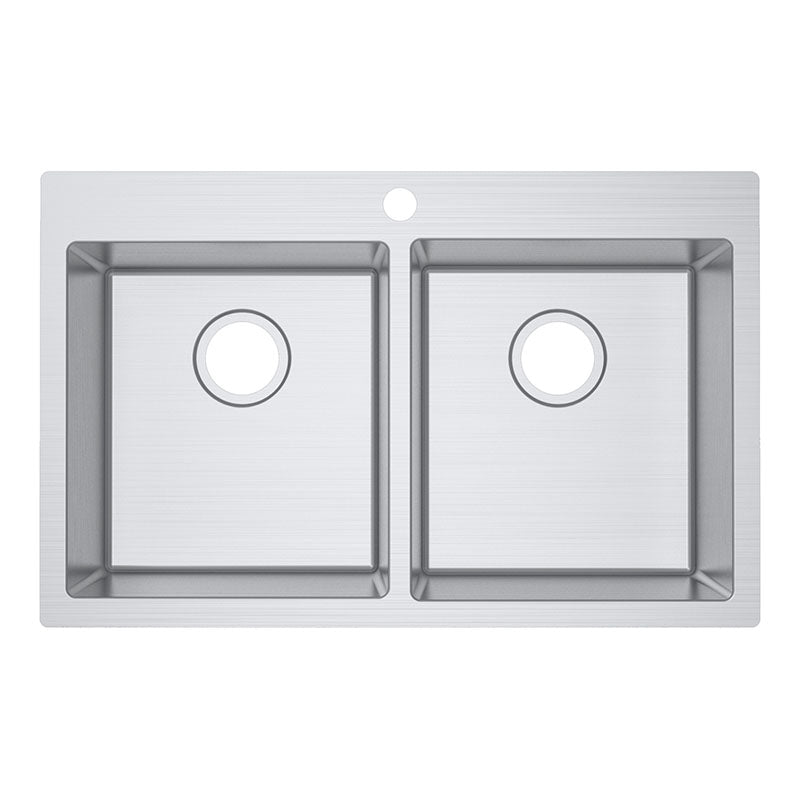 IMPACT Double Bowl (2x33L) Counter Top Sink with Tap Hole - Waste Included 806x514x228mm