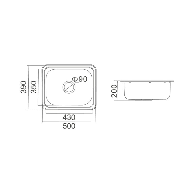LAVASSA 30L Laundry Tub - Waste & By Pass Kit Included 500x390x200mm