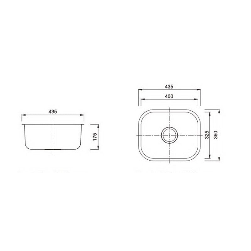 MORO 20L Under Counter Sink with Waste 435x360x170mm
