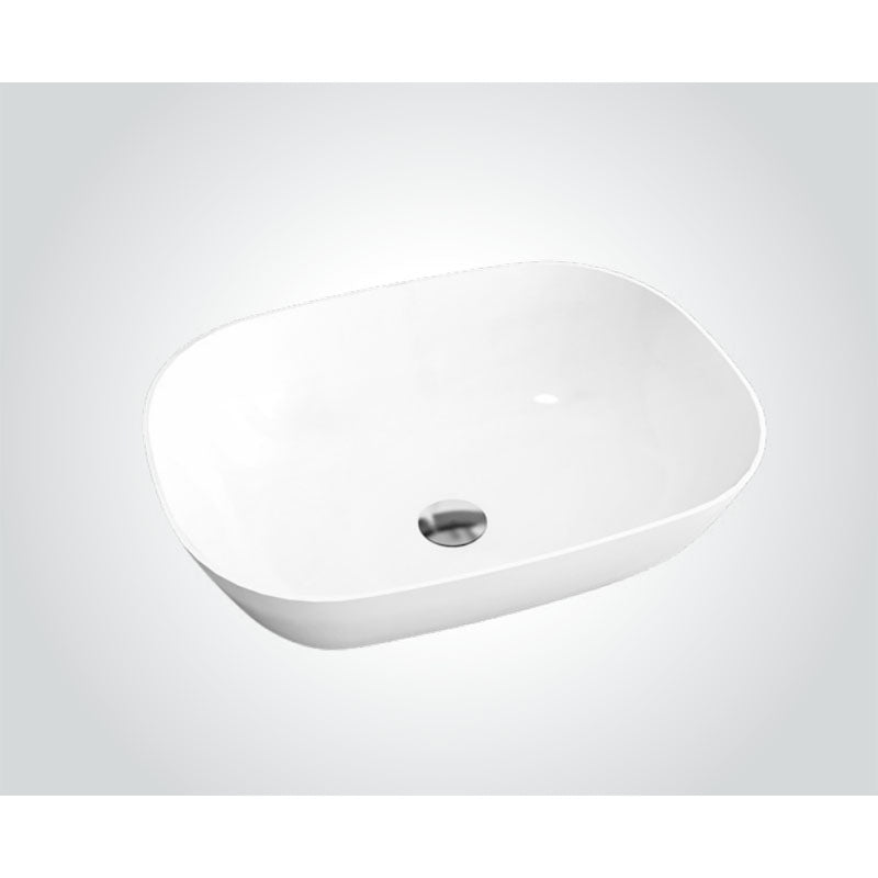 Solid Surface Basin Series Selene Above Counter Gloss White 578x444x150mm