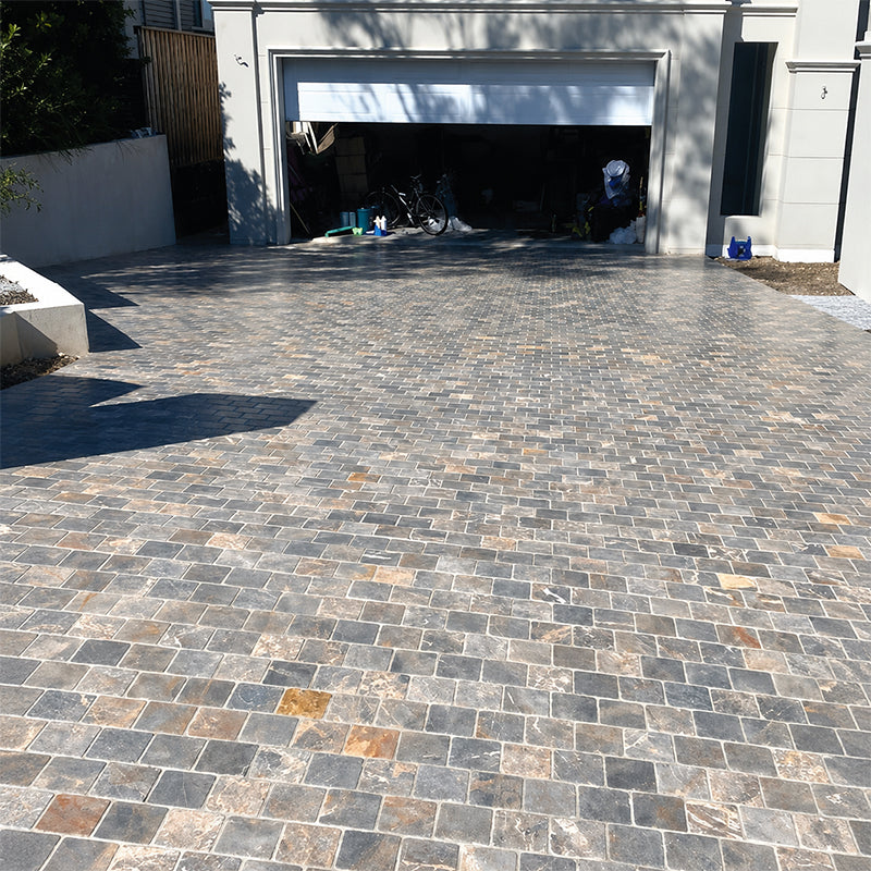 Marble Silver Ash Sandblasted Cobbles 100x100x20mm