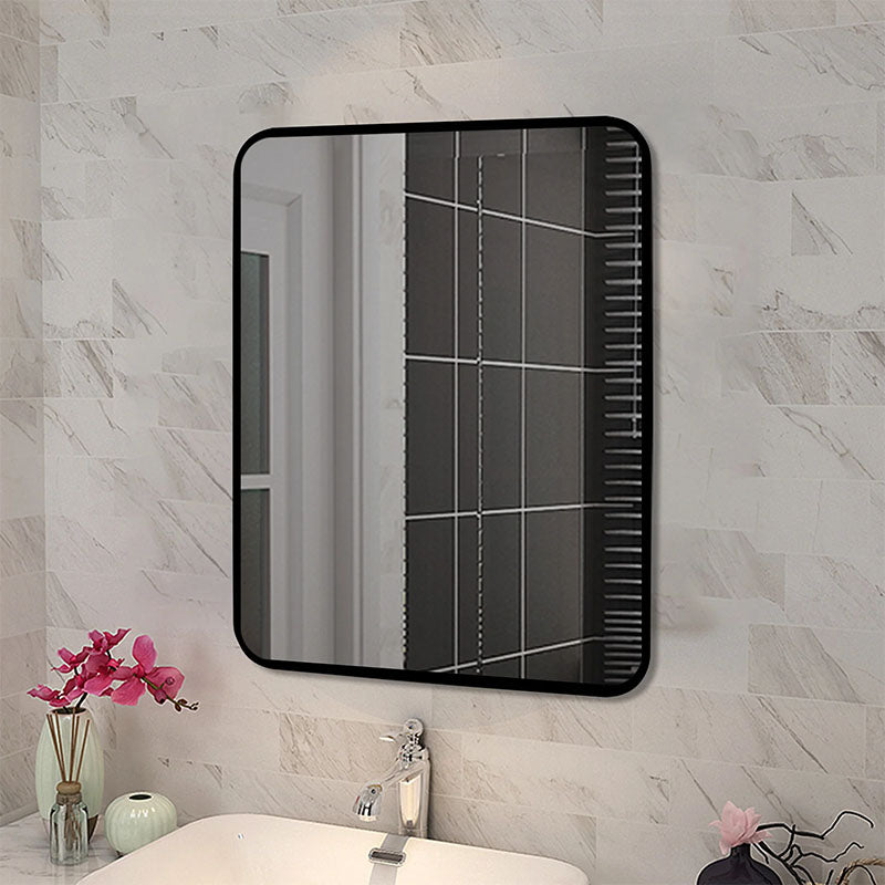 Square Aluminium Mirror Black 500x650x40mm