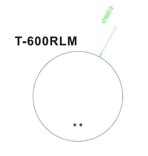 600mm Round 3 Color Lighting Acrylic Rim LED Mirror. Touch Sensor Switch Defogger Pad Wall Mounted