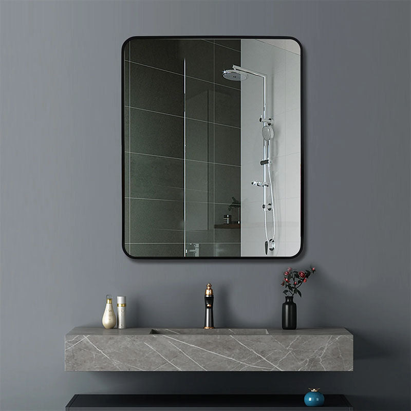 Square Aluminium Mirror Black 650x800x40mm