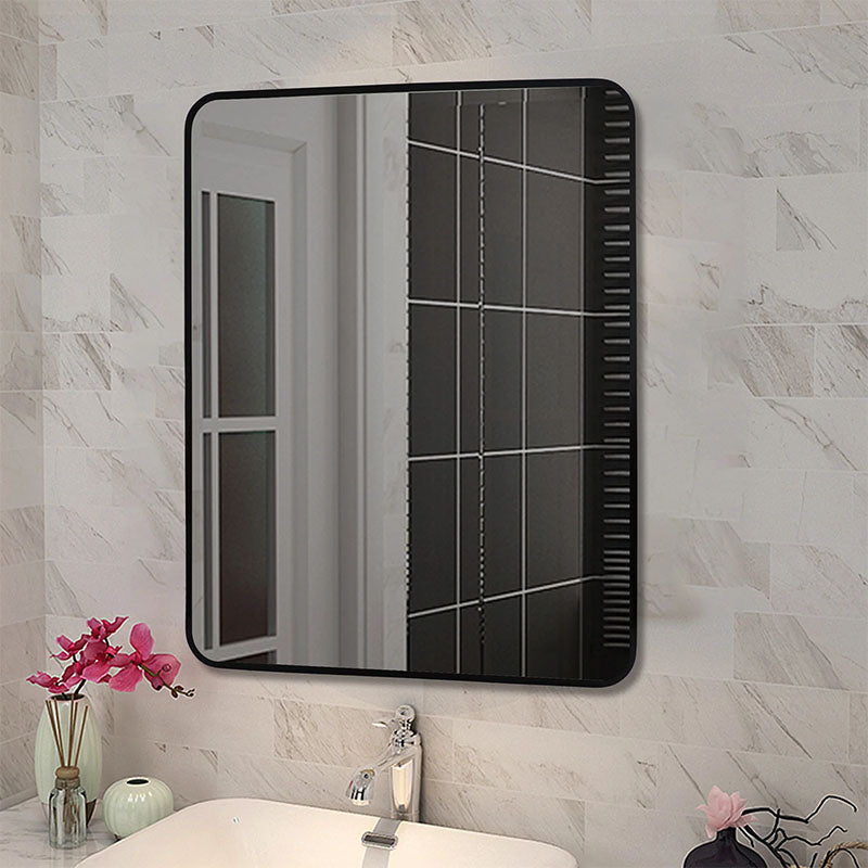 Square Aluminium Mirror Black 650x800x40mm