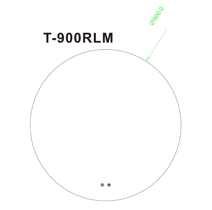 900mm Round 3 Color Lighting Acrylic Rim LED Mirror. Touch Sensor Switch Defogger Pad Wall Mounted