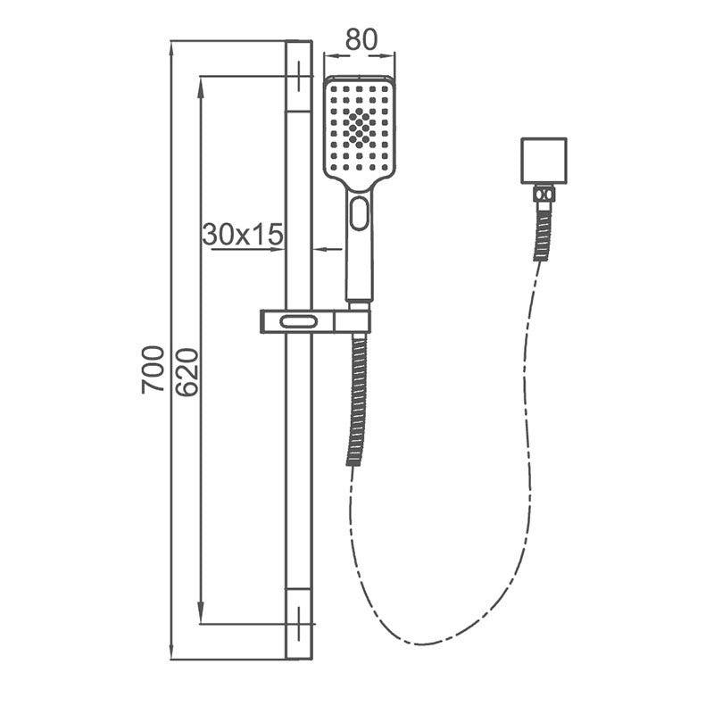 NOIR 3 Function Shower Head and Slide Bar Kit 1.5M Black Hose and Elbow Included Matte Black Finish
