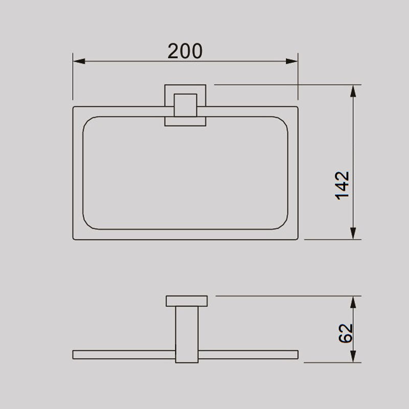 QUBI Square Towel Ring Chrome Finish