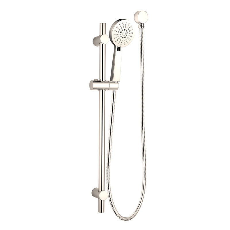RAINJET Round 3 Function Shower Head on Rail with Flexible Hose and Soap Dish 1.5M Metal Hose and Round Elbow Included in Brushed Nickel