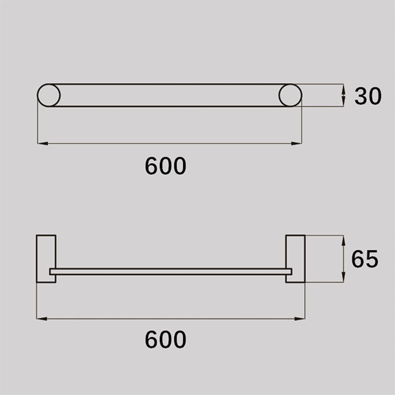 VIVO Single Towel Rail in Gun Metal 600mm