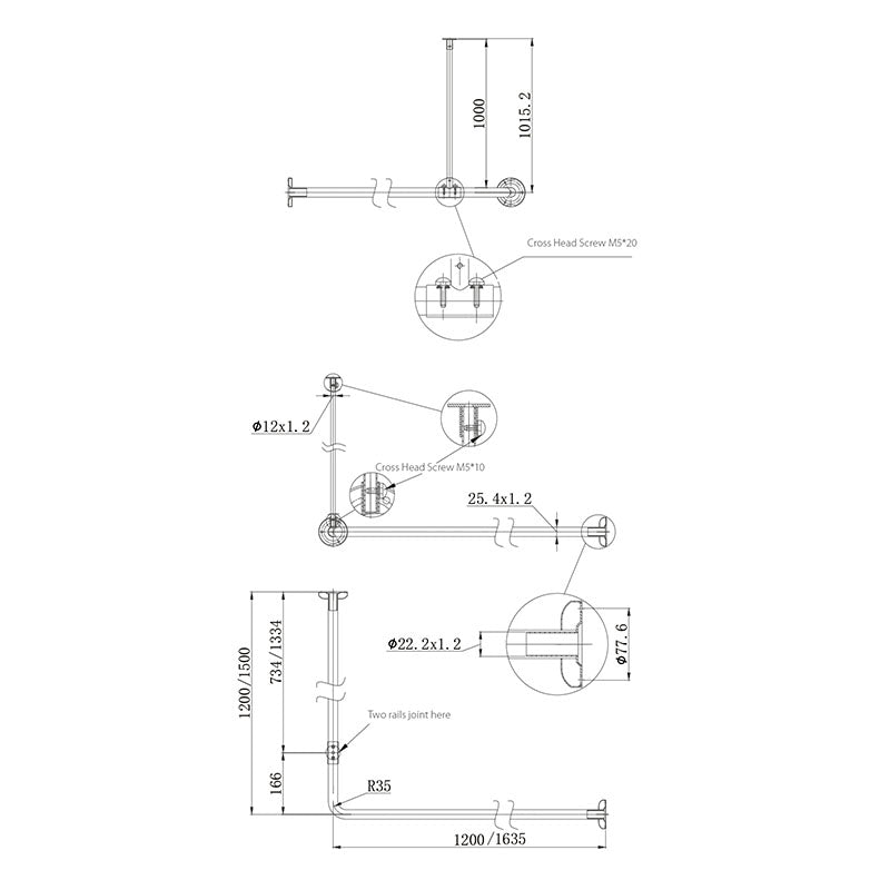 MOBI CARE Shower Curtain Set 1200x1200mm