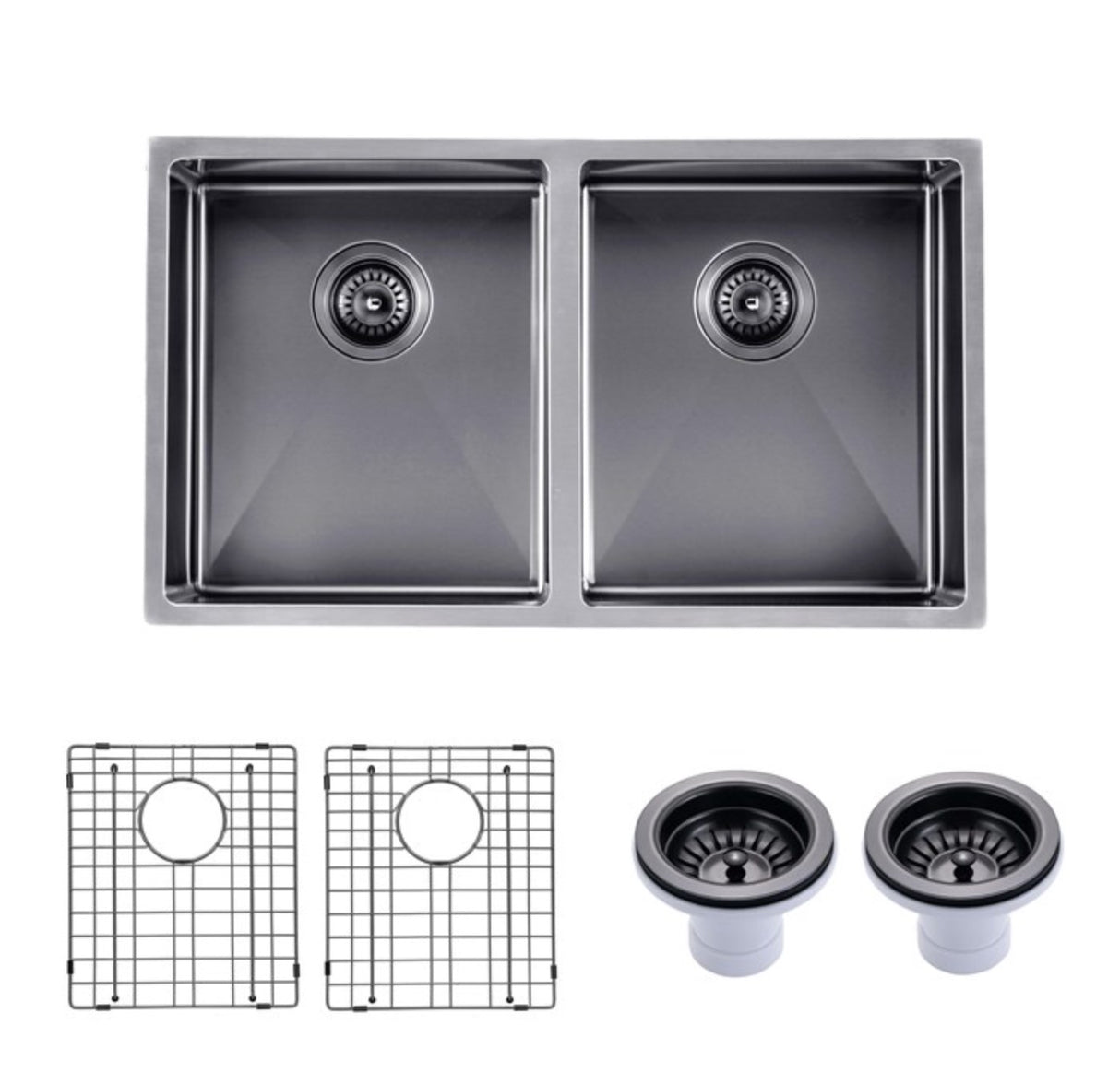 770x450x215mm Gunmetal Stainless Steel PVD Double Bowl Kitche Sink