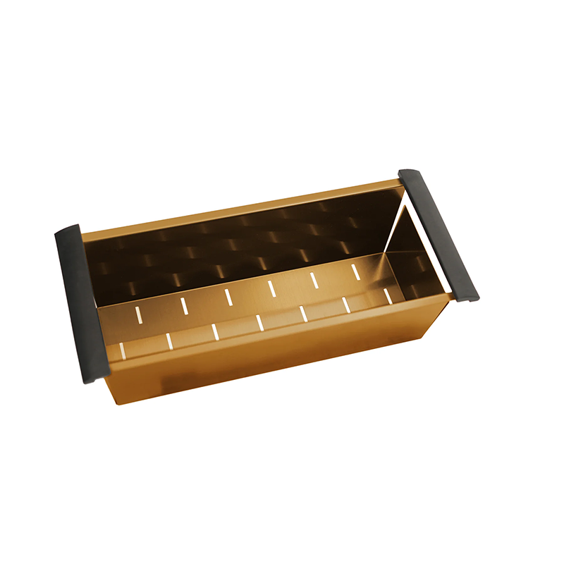 Square Stainless Steel Colander For Kitchen Sink Gold 450x190x130mm