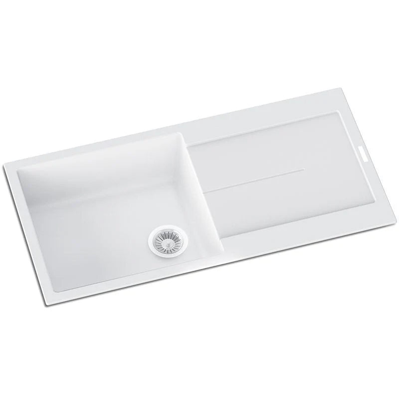 Carysil Single Bowl with Drainer Granite Kitchen Sink White 1000x440mm