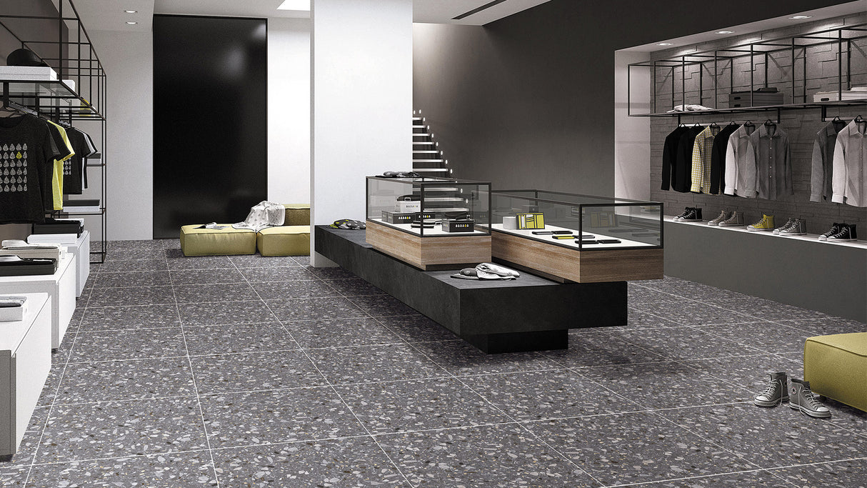 TERRAZZO STONE NERO 600X600 MATT (PAL)