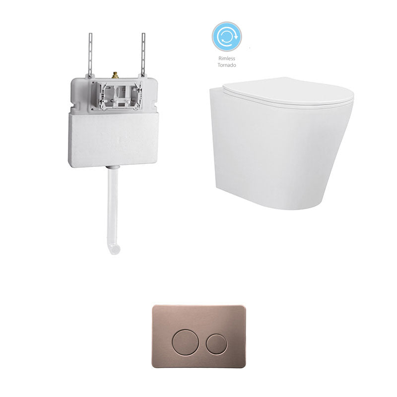 BRAVO-II In-Wall Toilet Suite with Champagne Copper Button
