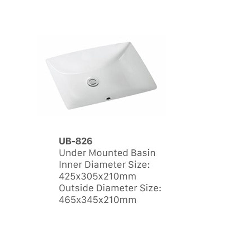 Ceramic Basin Series Under Counter Gloss White 465x345x210mm