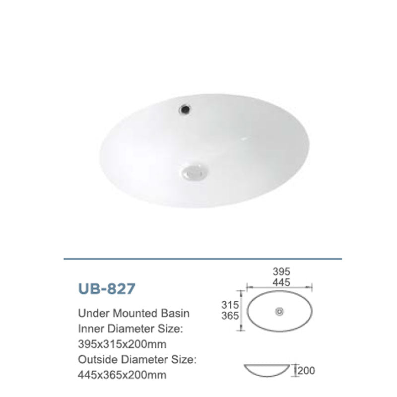 Ceramic Basin Series Under Counter Gloss White 445x365x200mm