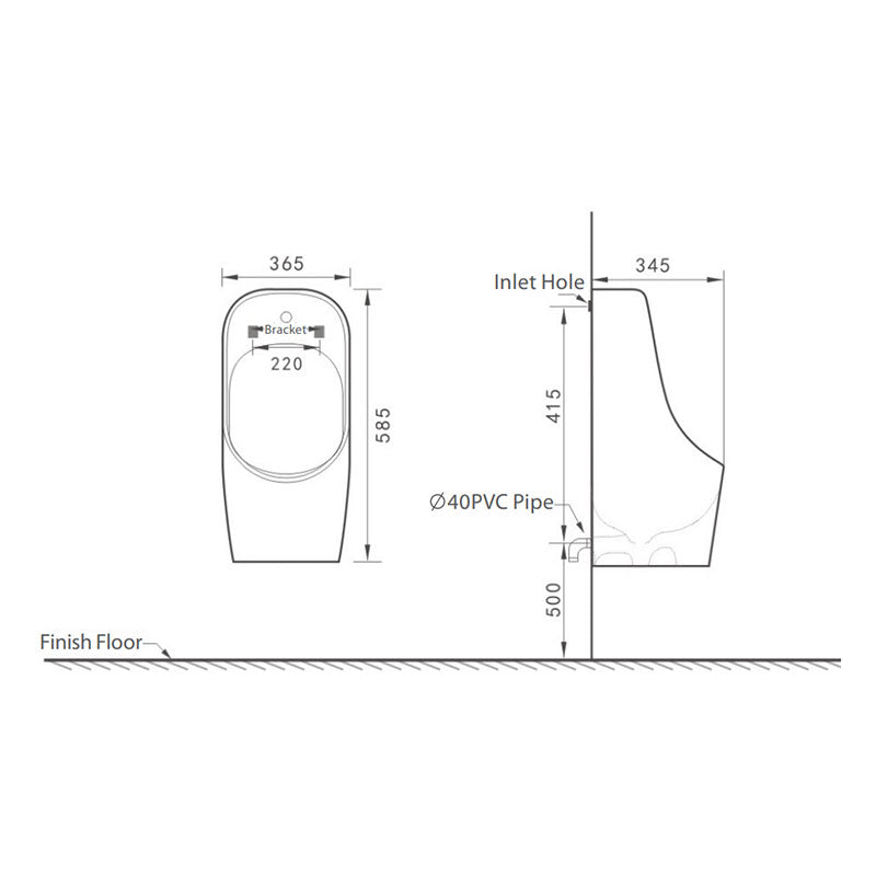 Prince Wall Hung Urinal with S/S Hose
