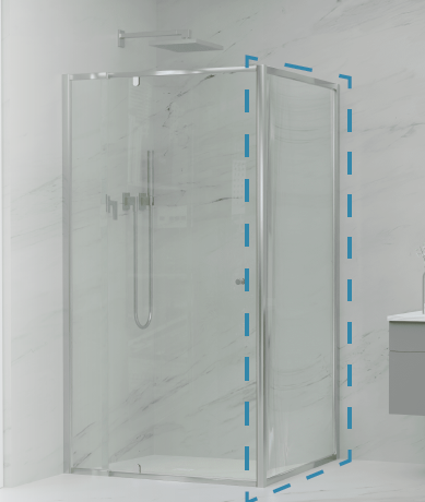 Chrome 6mm Semi-Frameless Pivot Door Screen Height 1950mm FRONT+RETURN