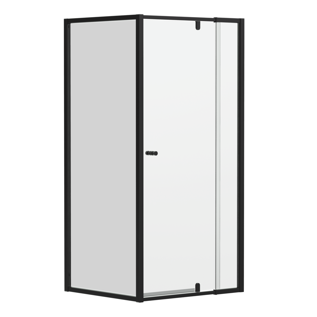 Black 6mm Semi-Frameless Pivot Door Screen Height 1950mm FRONT+RETURN